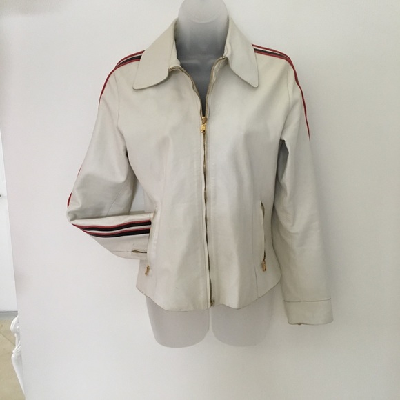 Dolce & Gabbana Cream Leather Biker Jacket